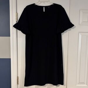 Ann Taylor Black Aline Dress with Ruffle Sleeves